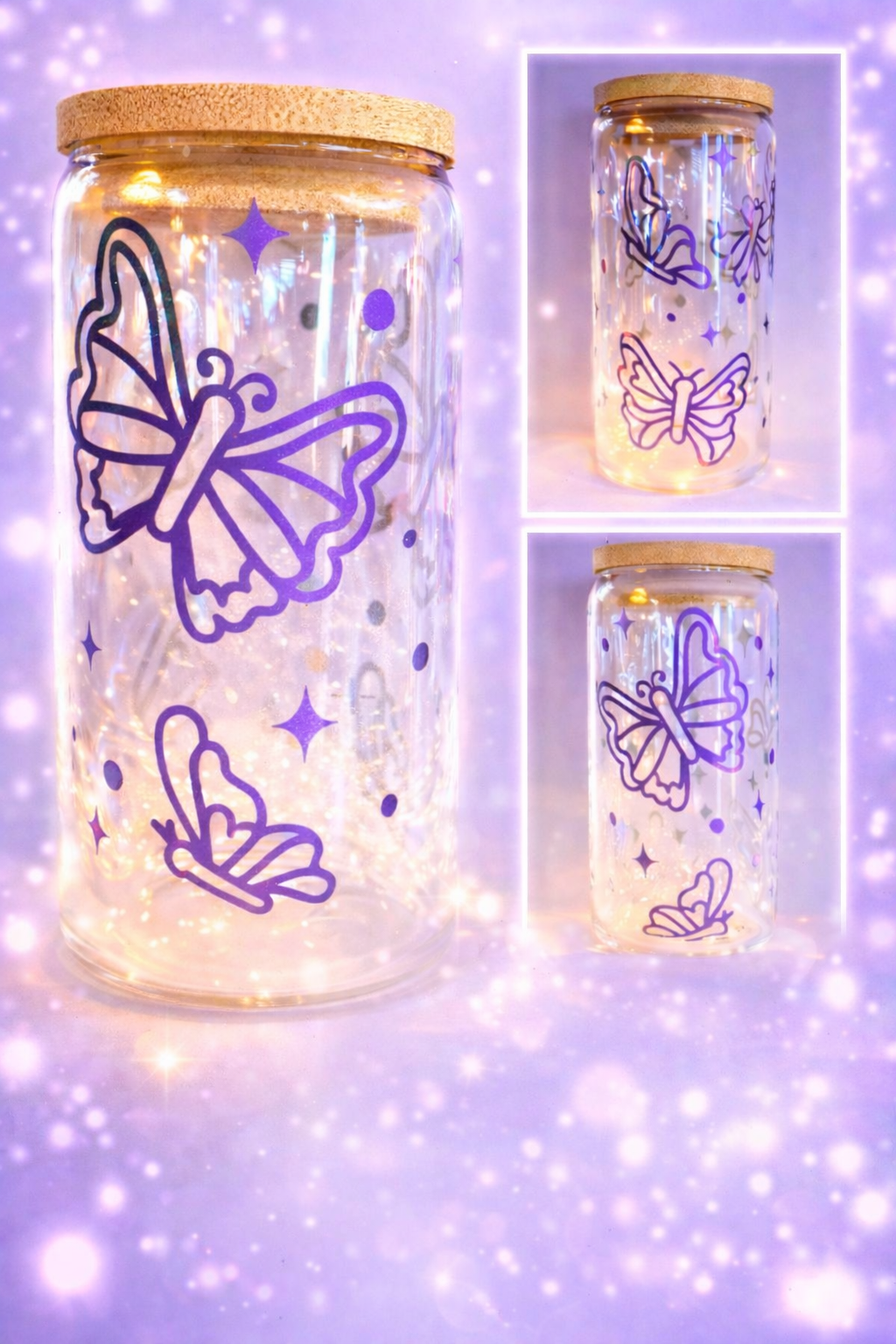 Glass Cups with Bamboo Lids & Straw - 20 oz