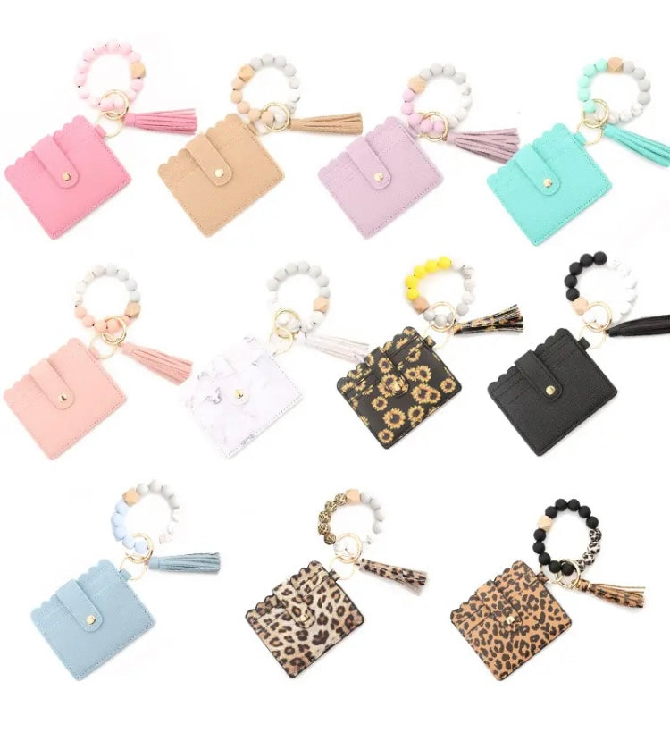 Silicone Beaded Wristlets with Cardholder