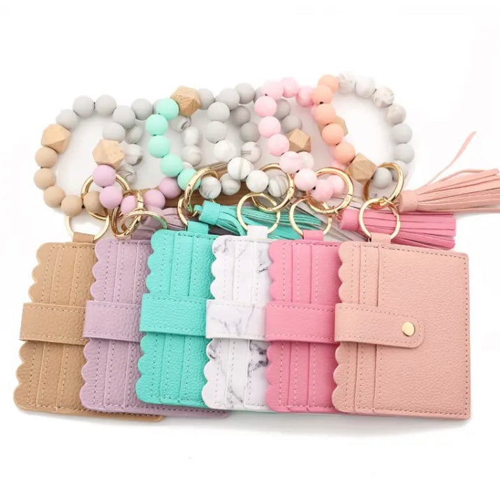 Silicone Beaded Wristlets with Cardholder