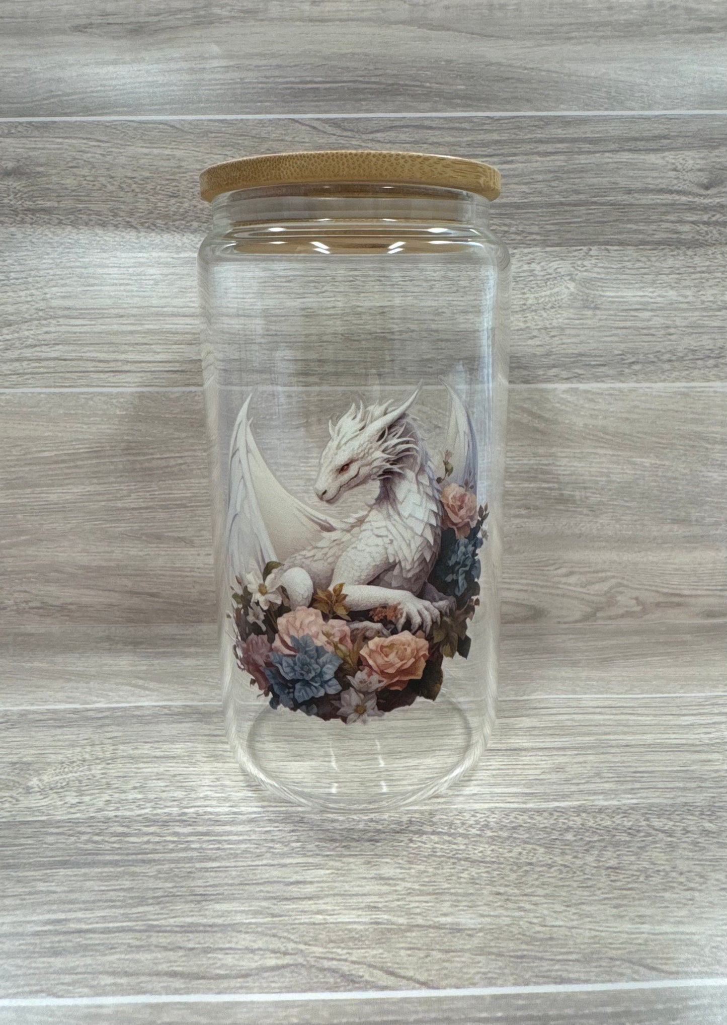 Glass Cups with Bamboo Lids & Straw - 16 oz - ANIMALS