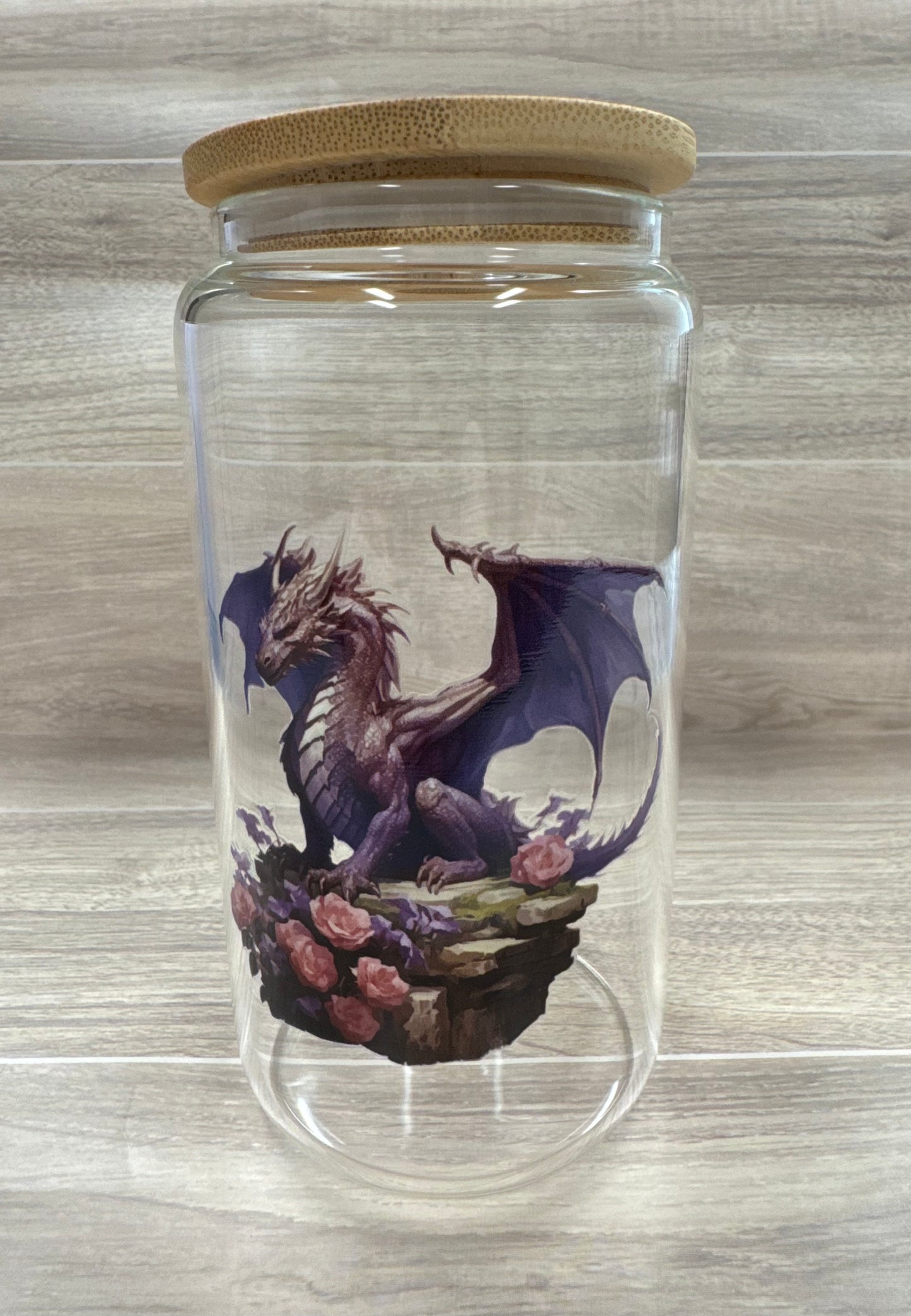 Glass Cups with Bamboo Lids & Straw - 16 oz - ANIMALS