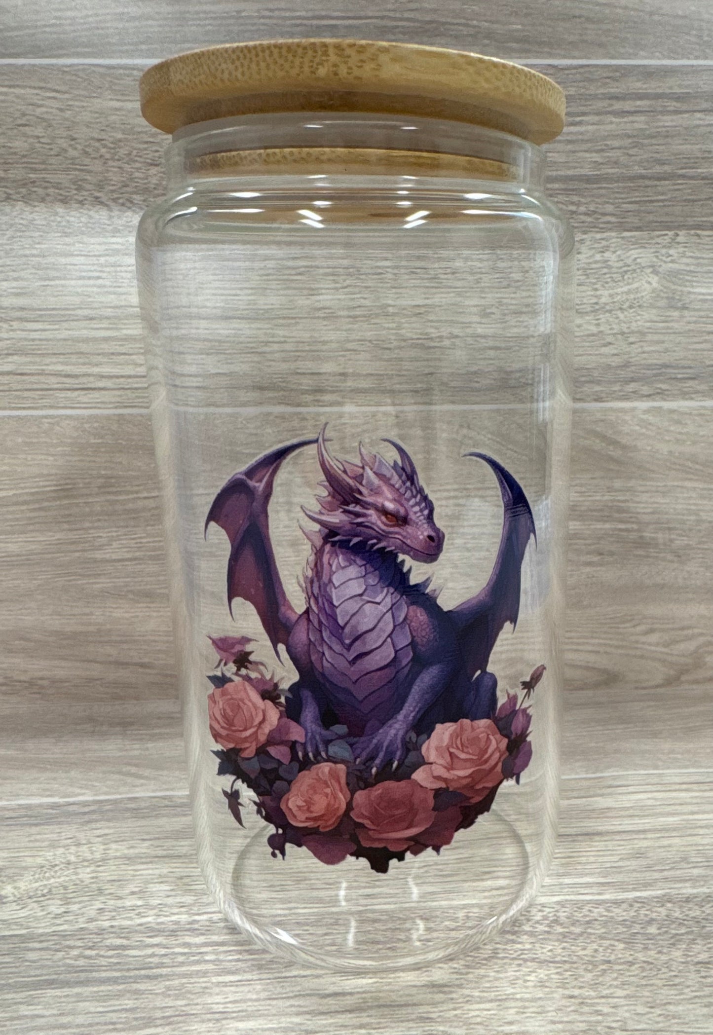 Glass Cups with Bamboo Lids & Straw - 16 oz - ANIMALS