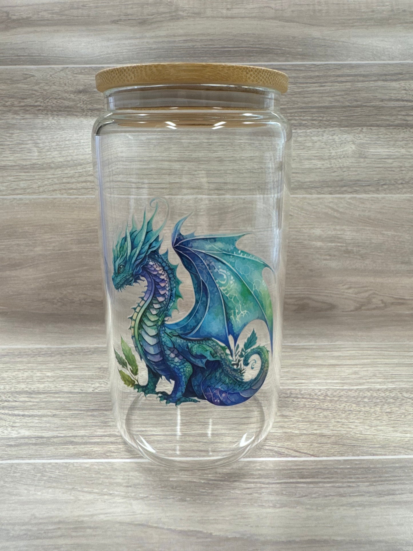 Glass Cups with Bamboo Lids & Straw - 16 oz - ANIMALS