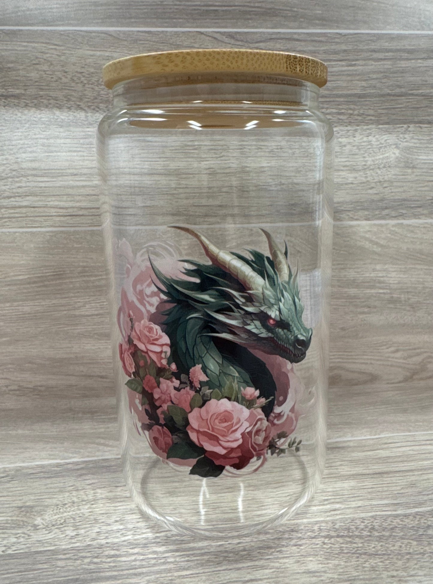 Glass Cups with Bamboo Lids & Straw - 16 oz - ANIMALS