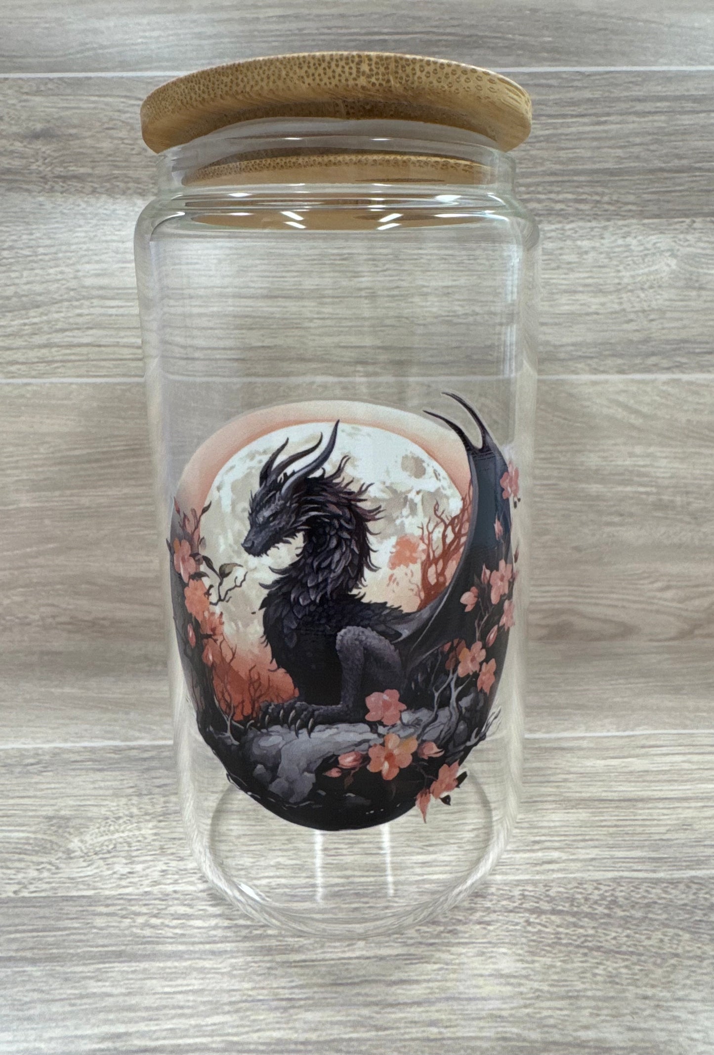 Glass Cups with Bamboo Lids & Straw - 16 oz - ANIMALS