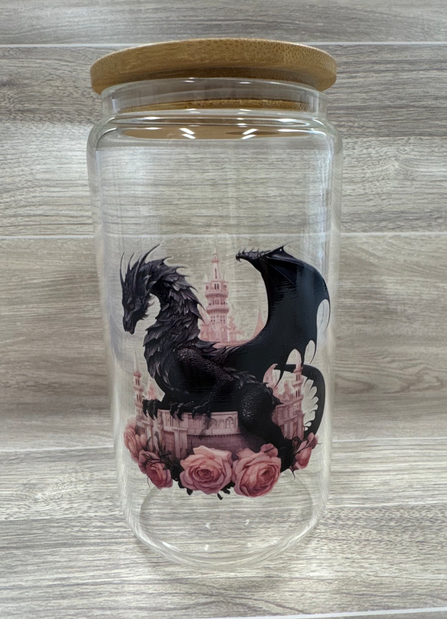 Glass Cups with Bamboo Lids & Straw - 16 oz - ANIMALS