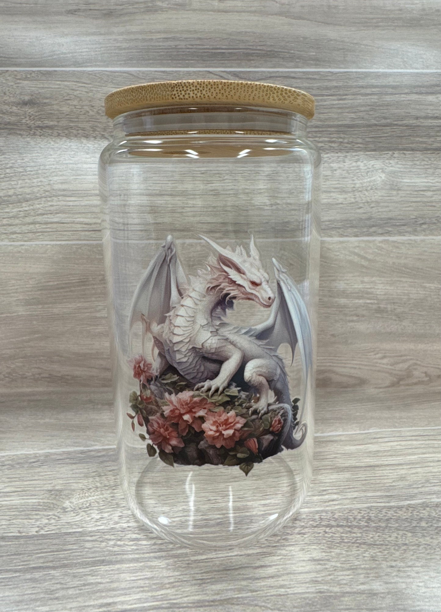 Glass Cups with Bamboo Lids & Straw - 16 oz - ANIMALS