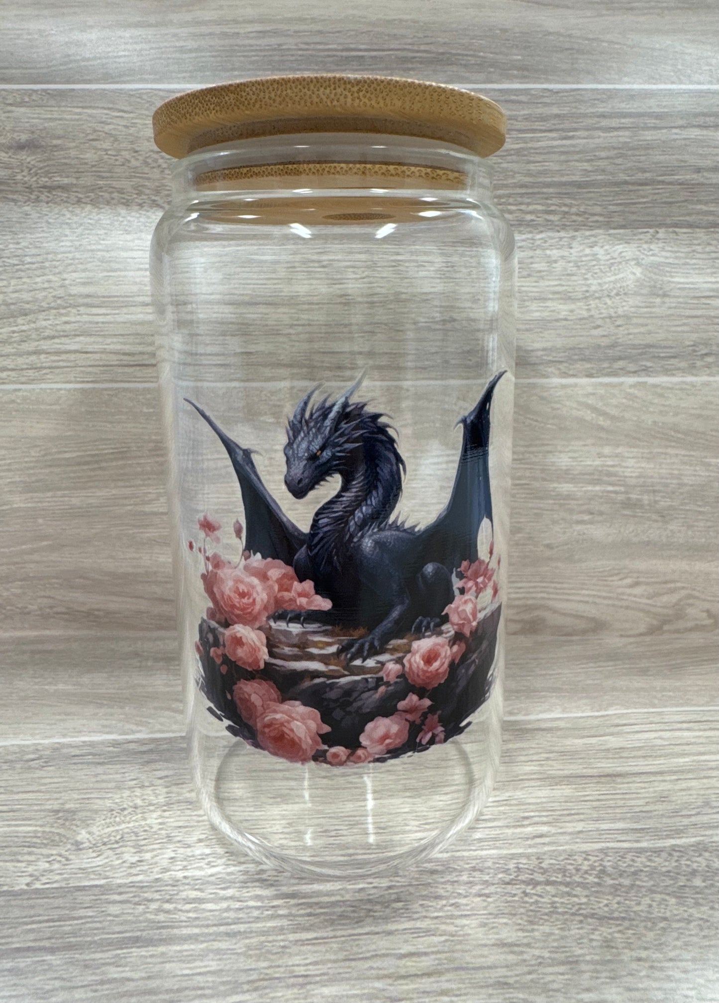 Glass Cups with Bamboo Lids & Straw - 16 oz - ANIMALS