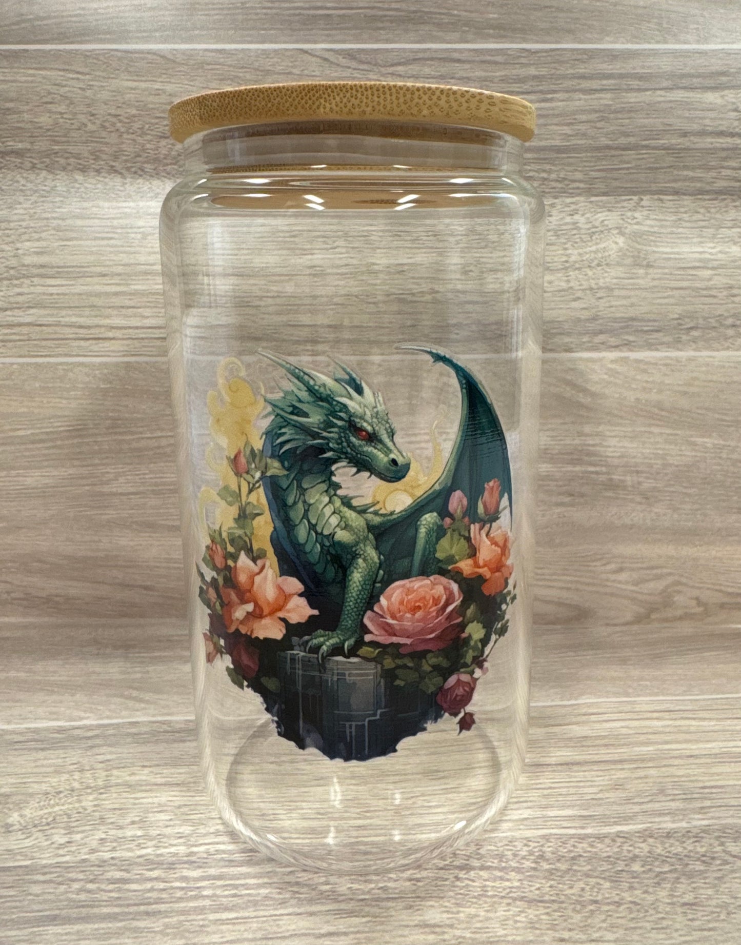 Glass Cups with Bamboo Lids & Straw - 16 oz - ANIMALS