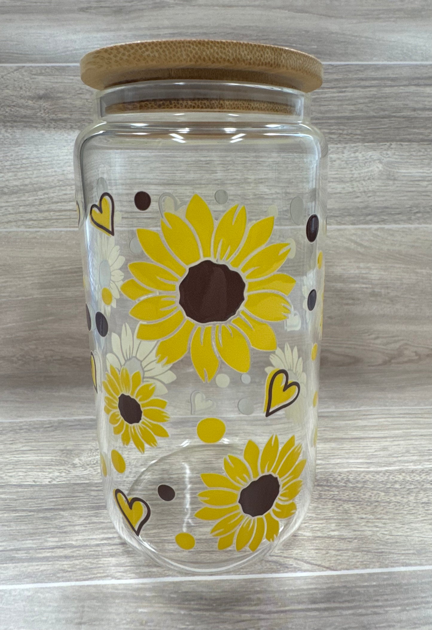 Glass Cups with Bamboo Lids & Straw - 16 oz - MAMA, COFFEE, MISC