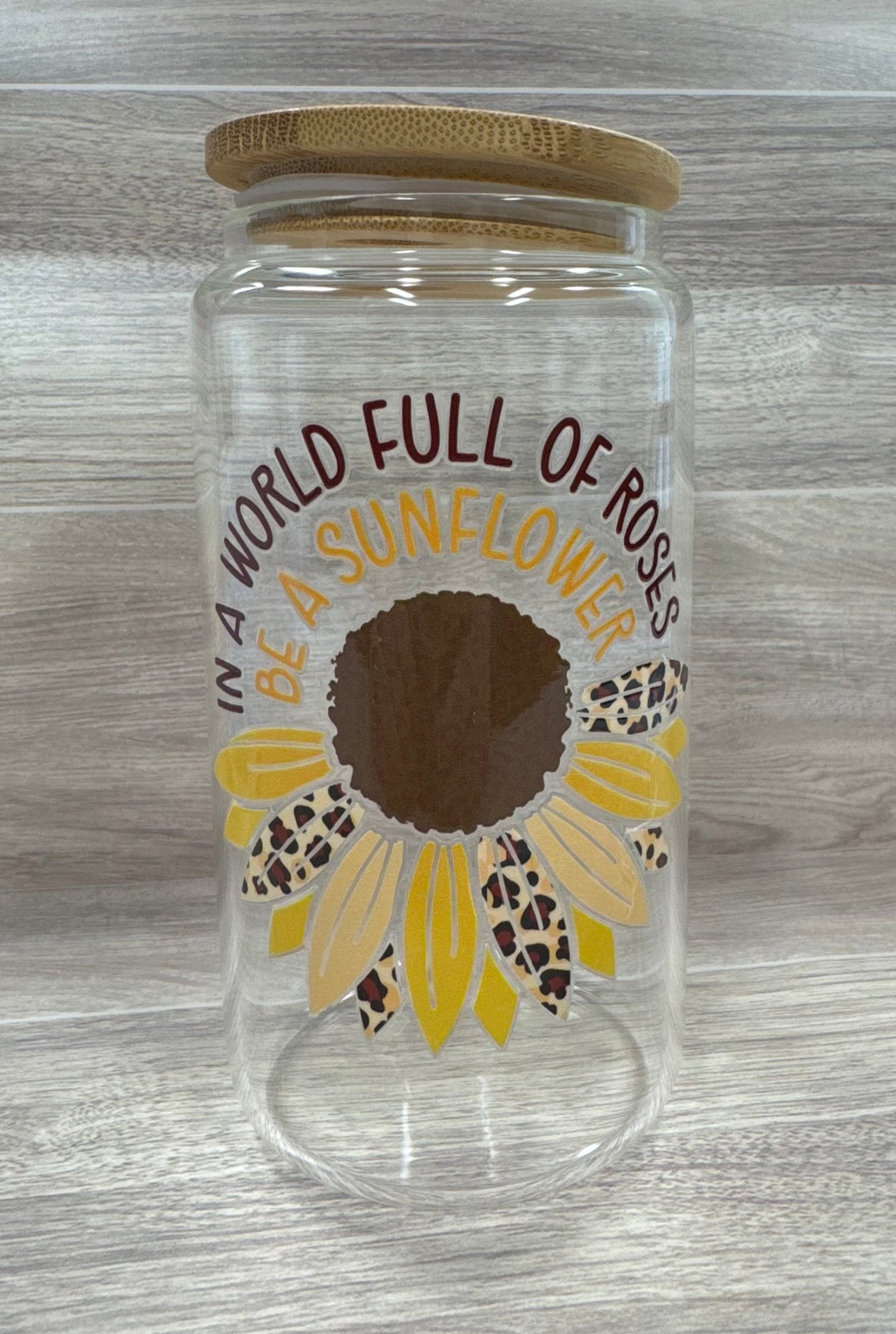 Glass Cups with Bamboo Lids & Straw - 16 oz - MAMA, COFFEE, MISC
