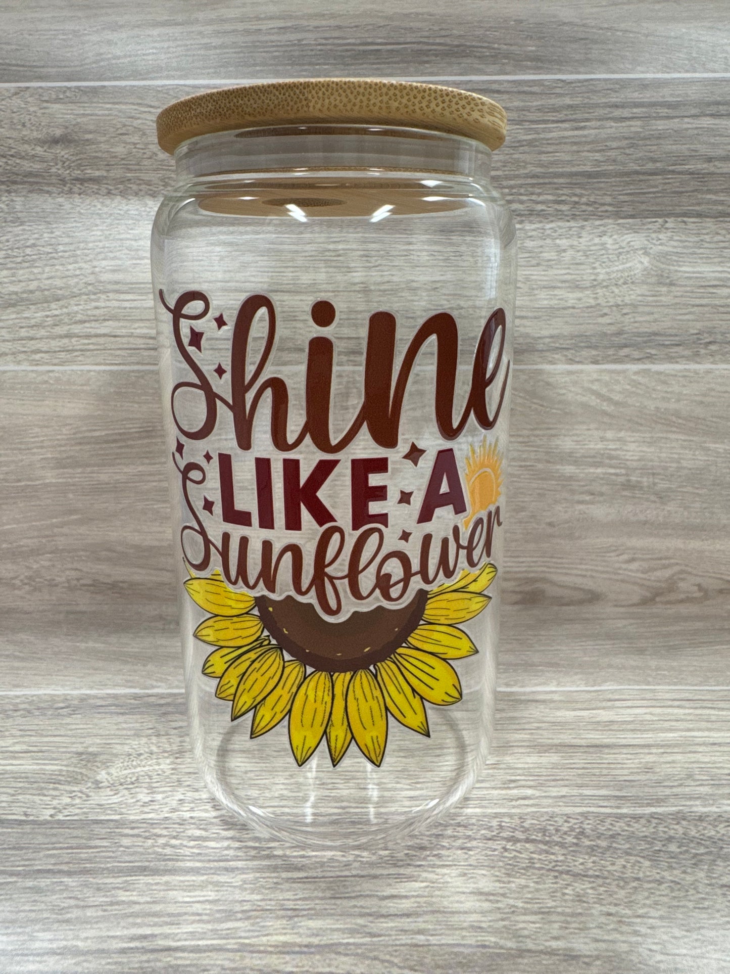 Glass Cups with Bamboo Lids & Straw - 16 oz - MAMA, COFFEE, MISC
