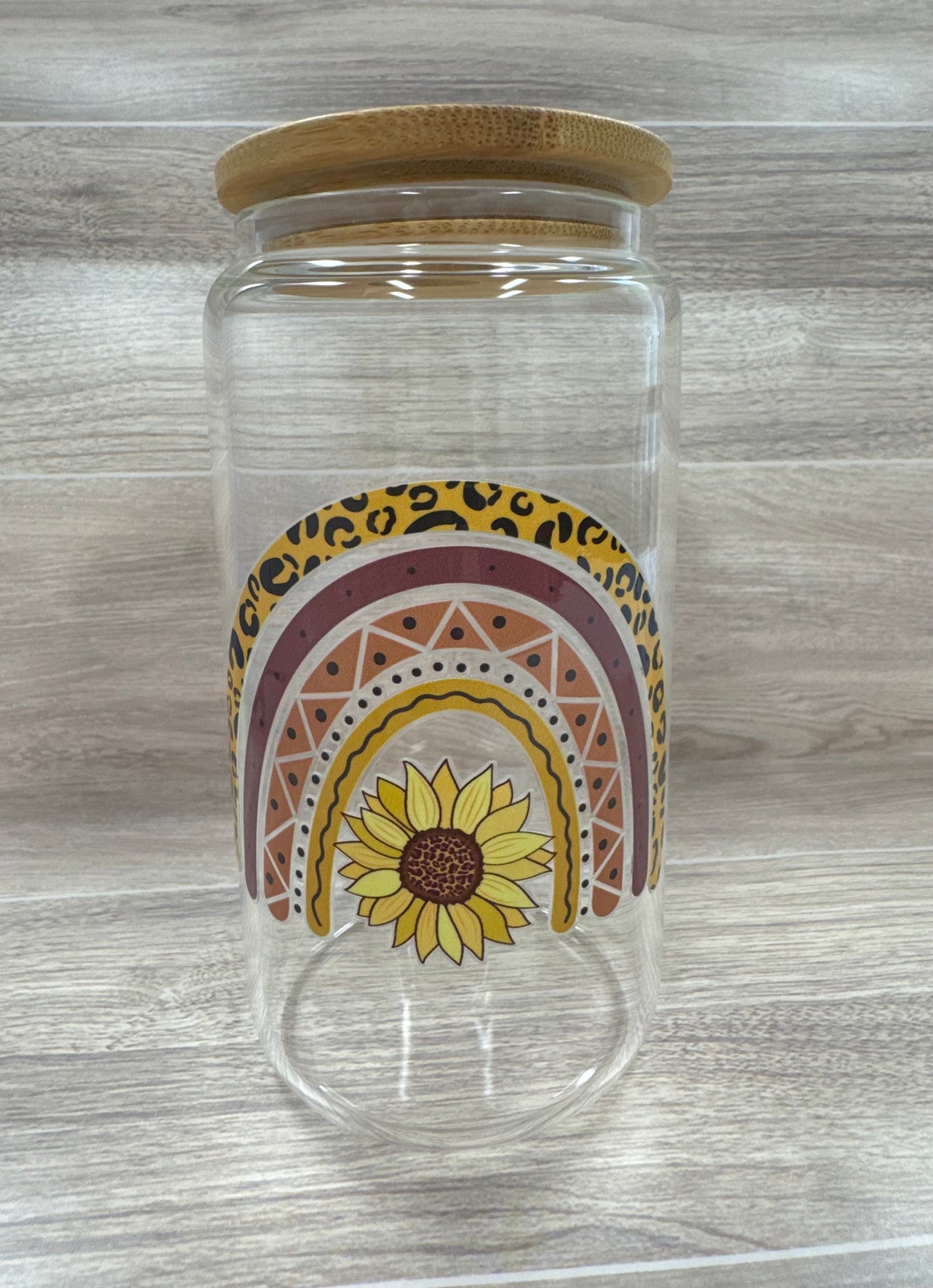 Glass Cups with Bamboo Lids & Straw - 16 oz - MAMA, COFFEE, MISC