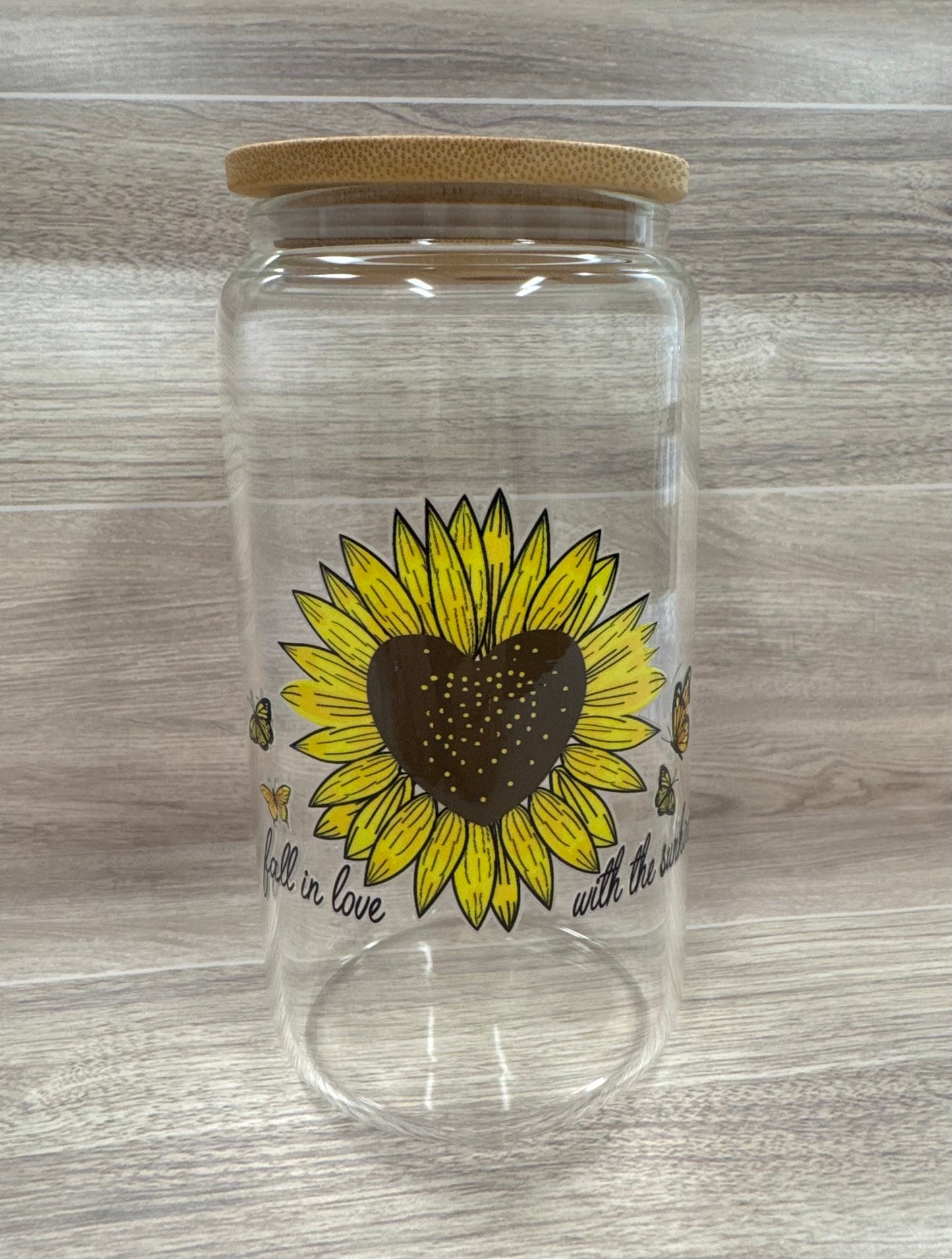 Glass Cups with Bamboo Lids & Straw - 16 oz - MAMA, COFFEE, MISC