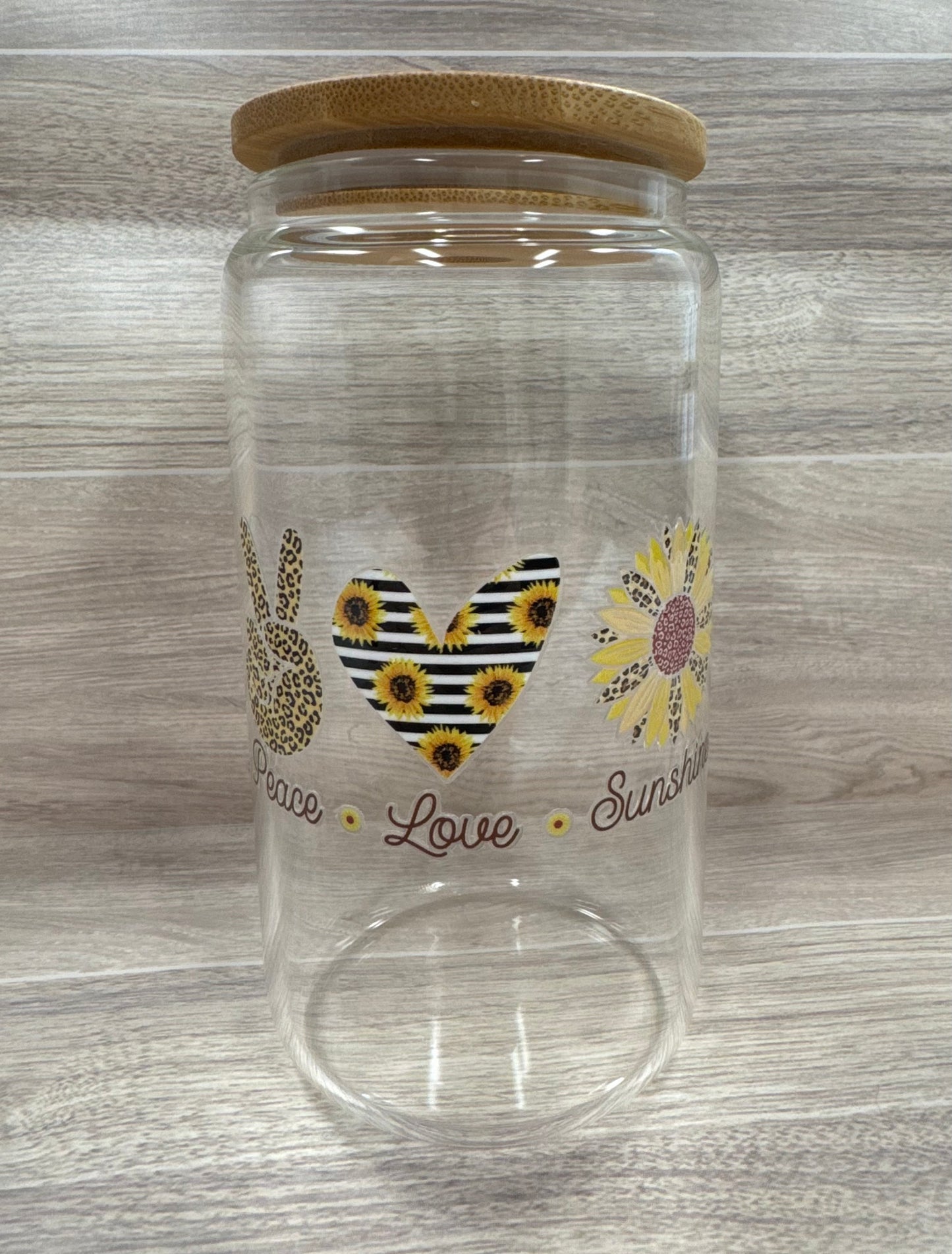 Glass Cups with Bamboo Lids & Straw - 16 oz - MAMA, COFFEE, MISC