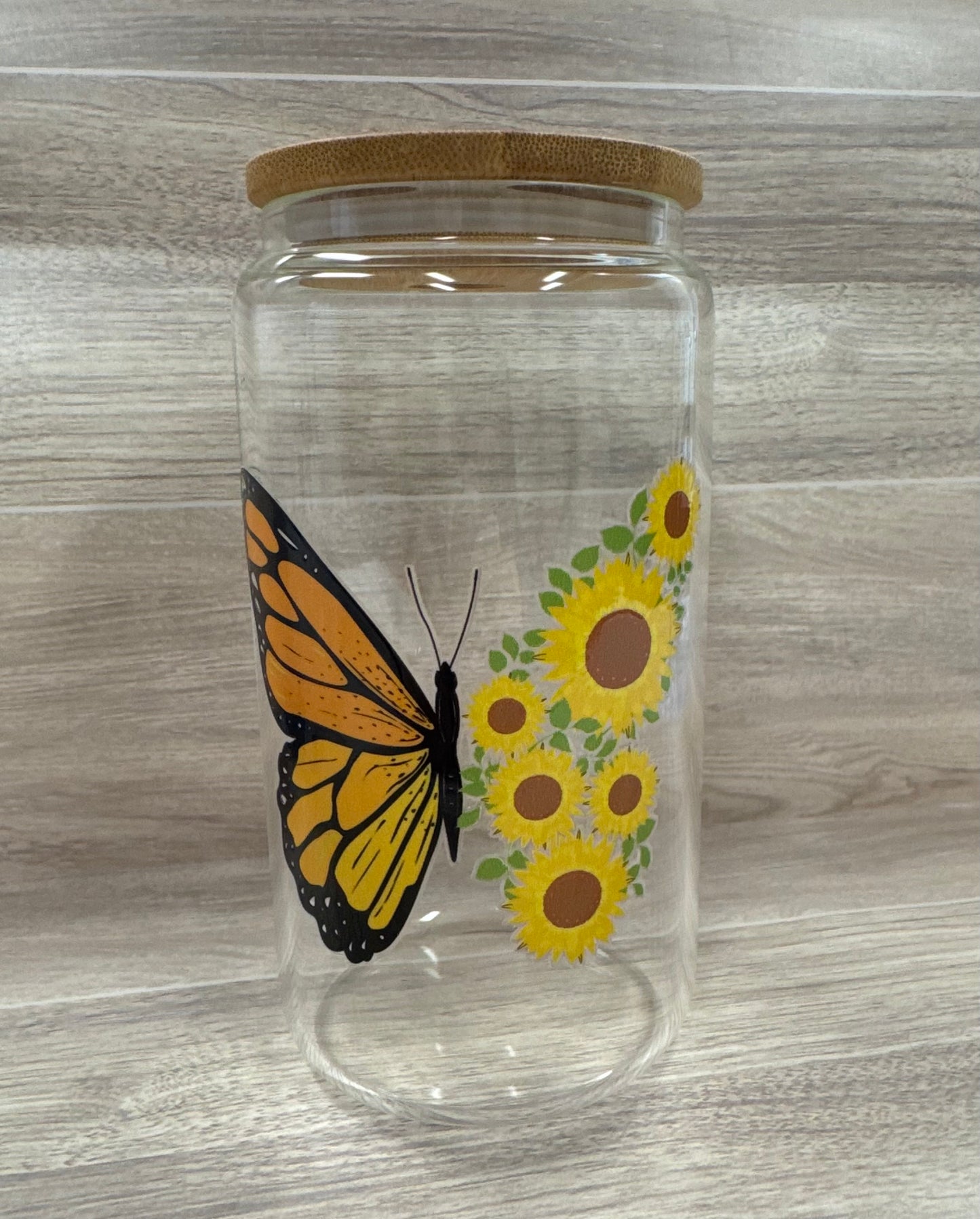Glass Cups with Bamboo Lids & Straw - 16 oz - MAMA, COFFEE, MISC