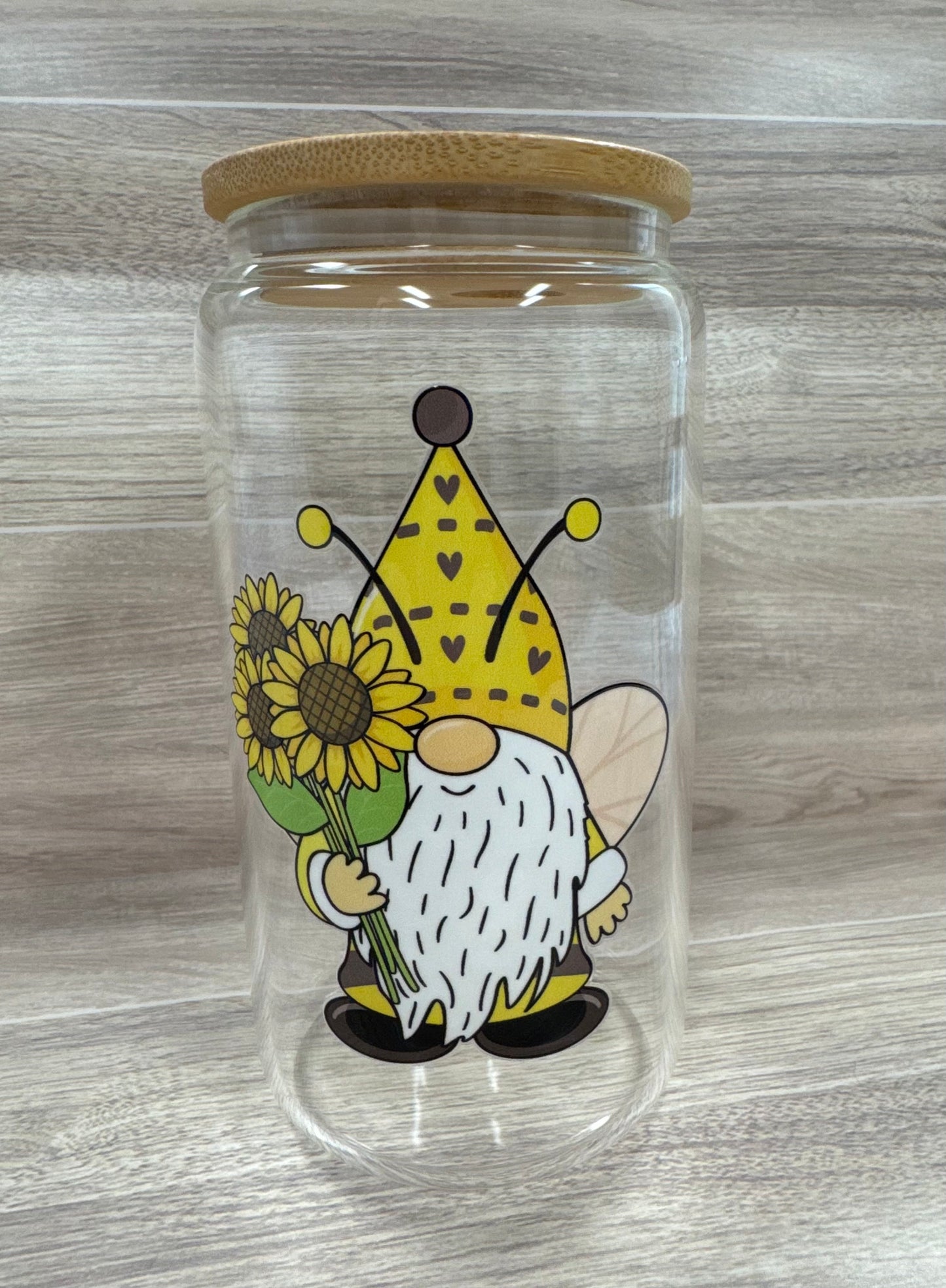 Glass Cups with Bamboo Lids & Straw - 16 oz - ANIMALS