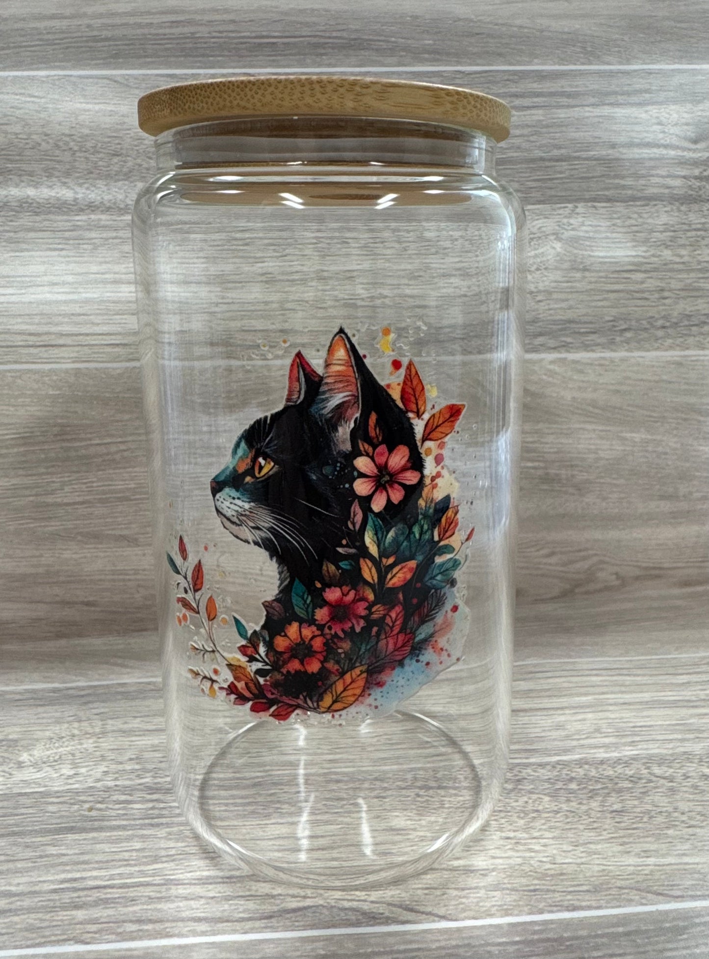 Glass Cups with Bamboo Lids & Straw - 16 oz - ANIMALS