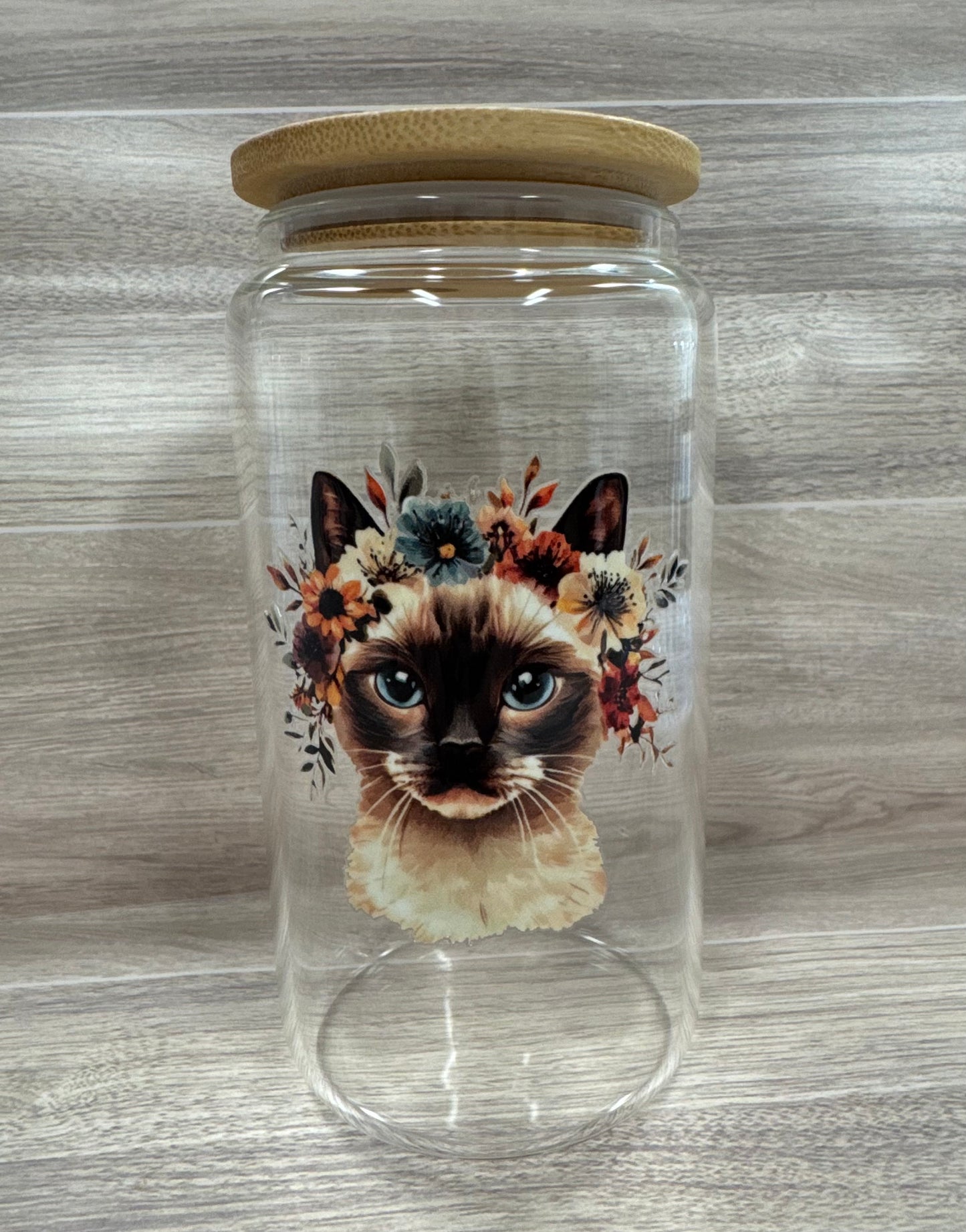 Glass Cups with Bamboo Lids & Straw - 16 oz - ANIMALS