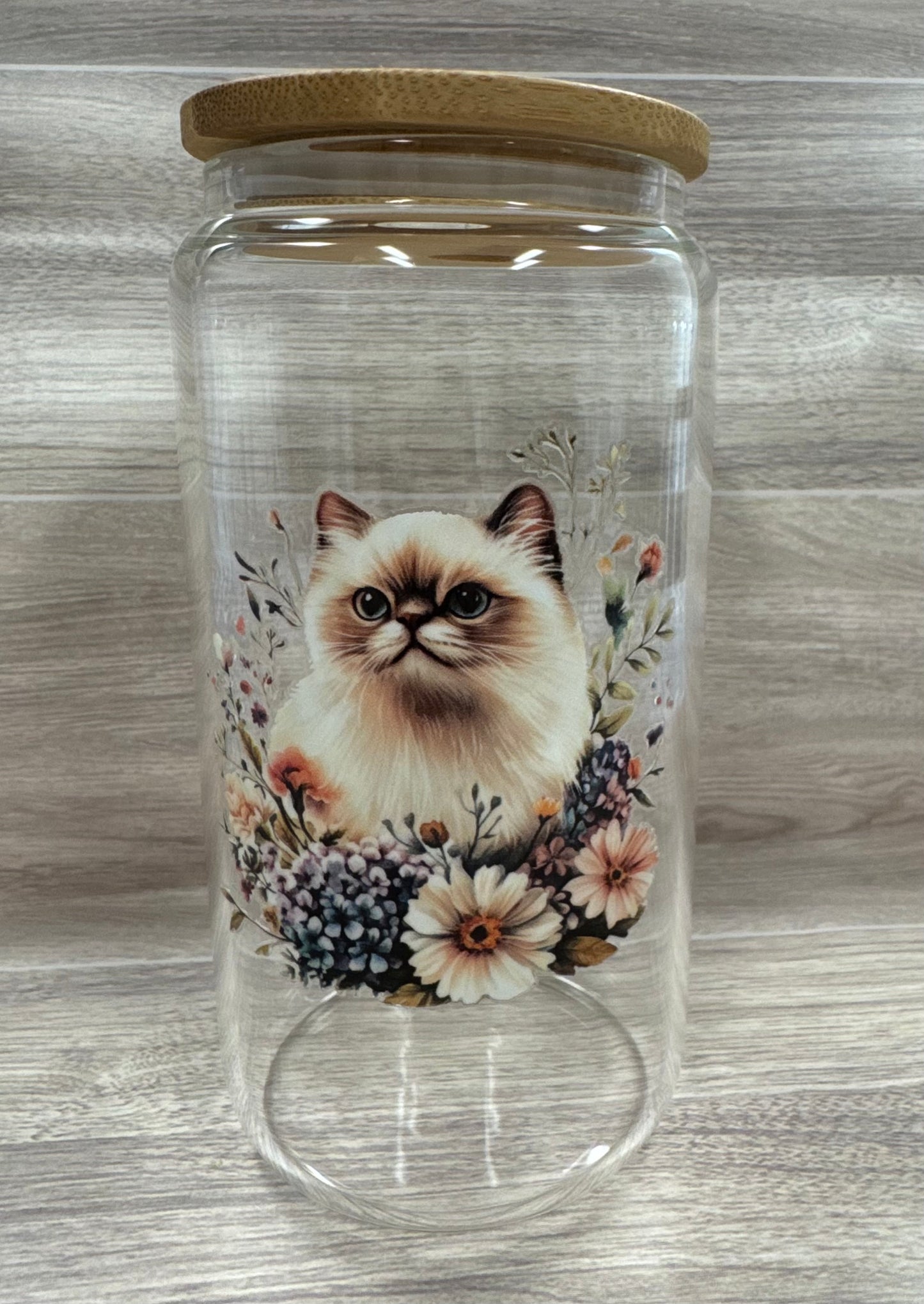 Glass Cups with Bamboo Lids & Straw - 16 oz - ANIMALS
