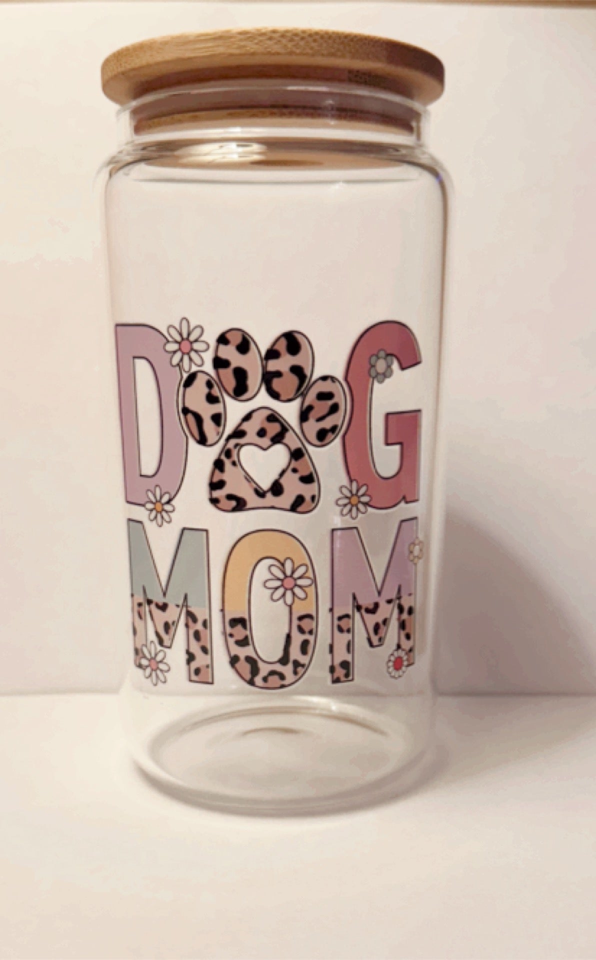 Glass Cups with Bamboo Lids & Straw - 16 oz - ANIMALS