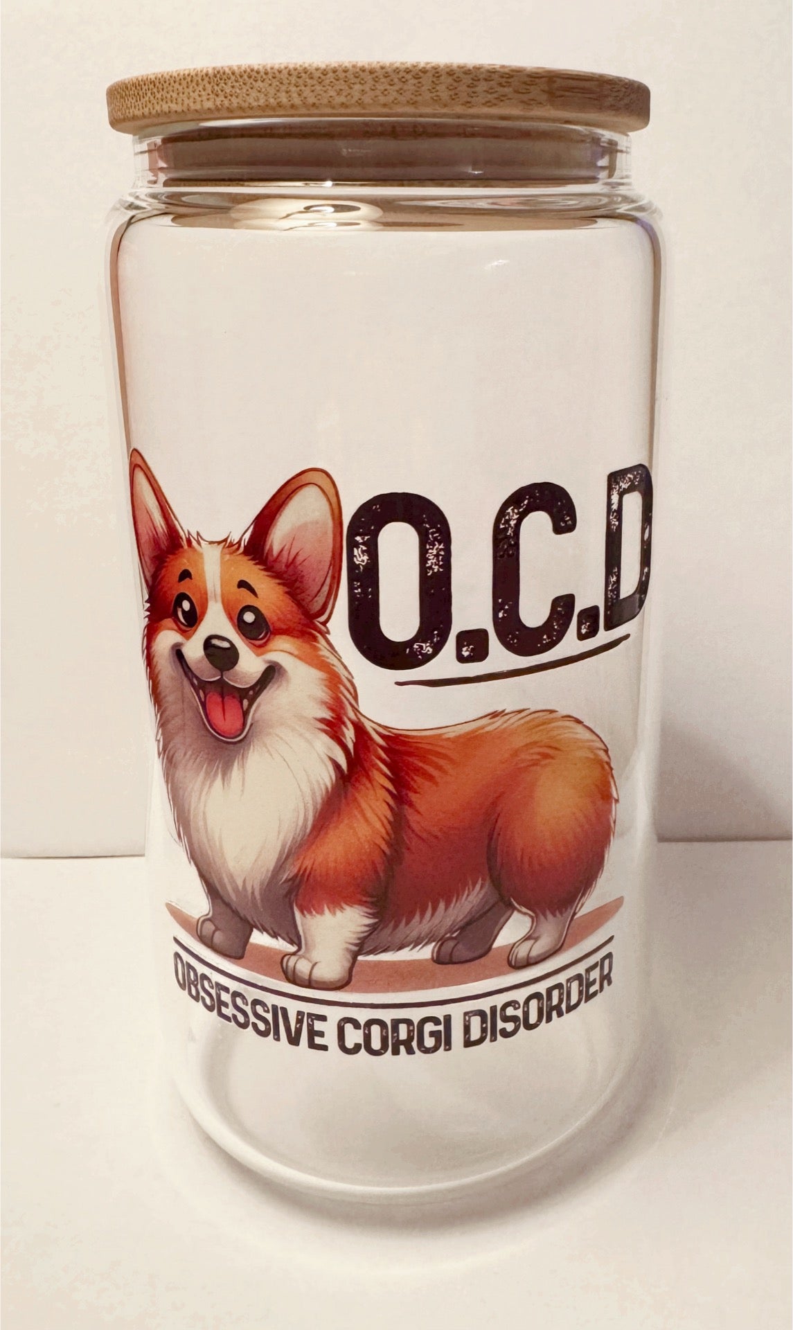 Glass Cups with Bamboo Lids & Straw - 16 oz - ANIMALS