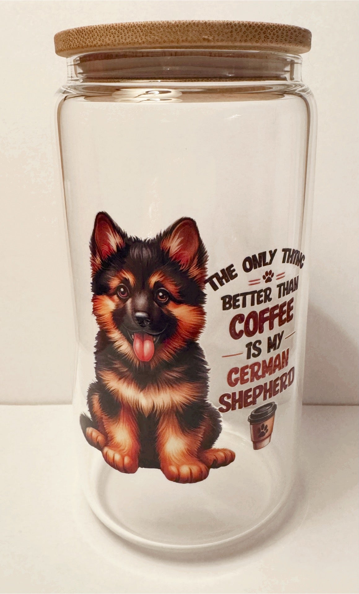 Glass Cups with Bamboo Lids & Straw - 16 oz - ANIMALS