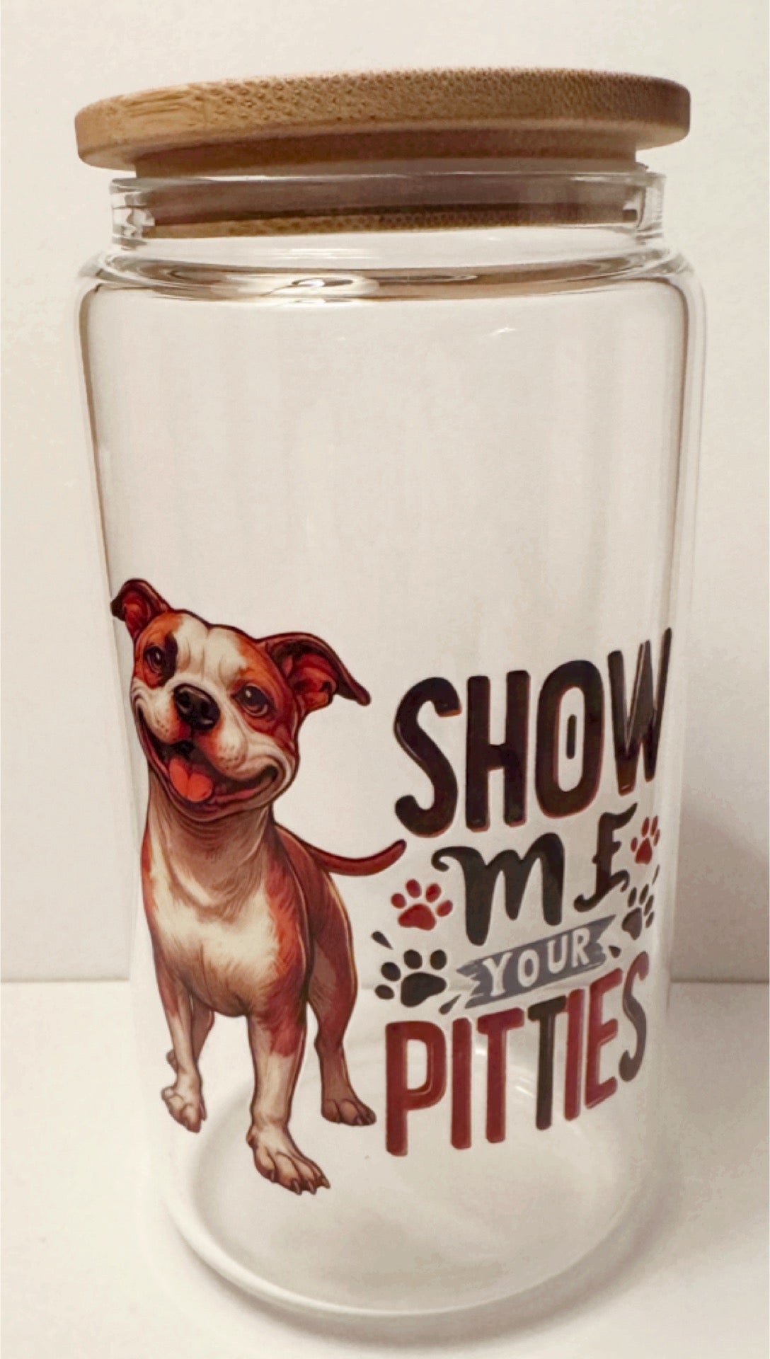 Glass Cups with Bamboo Lids & Straw - 16 oz - ANIMALS
