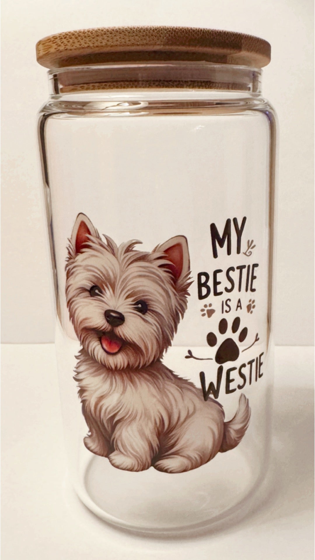 Glass Cups with Bamboo Lids & Straw - 16 oz - ANIMALS