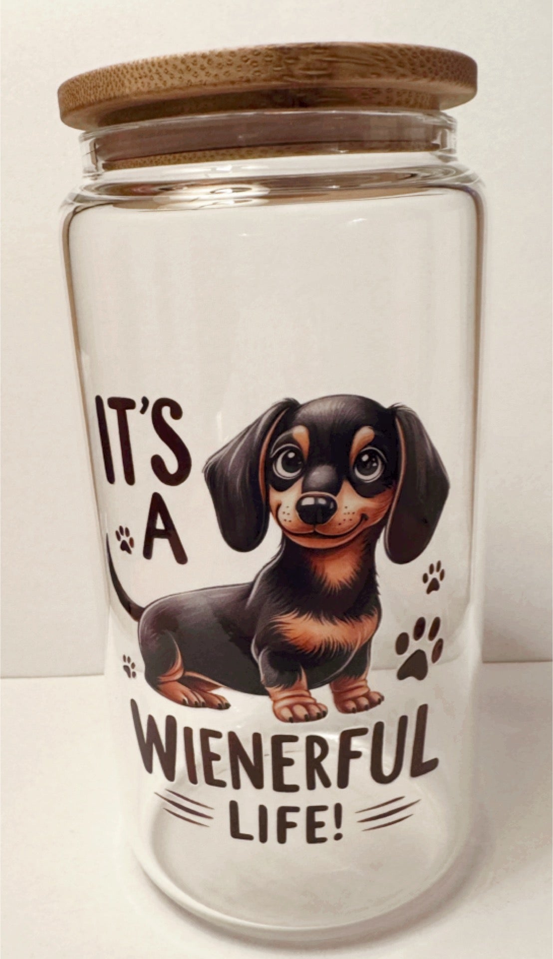 Glass Cups with Bamboo Lids & Straw - 16 oz - ANIMALS