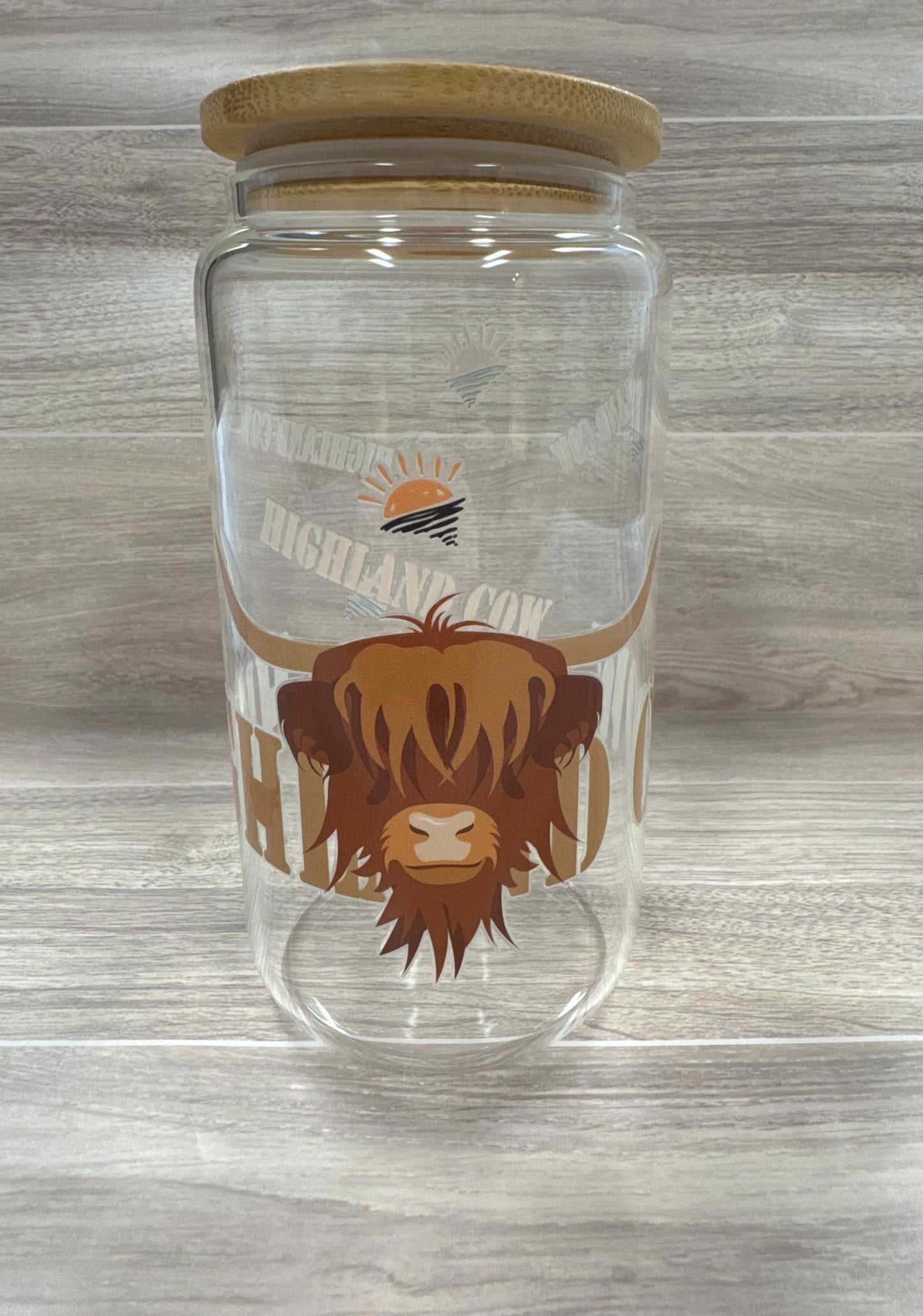 Glass Cups with Bamboo Lids & Straw - 16 oz - ANIMALS